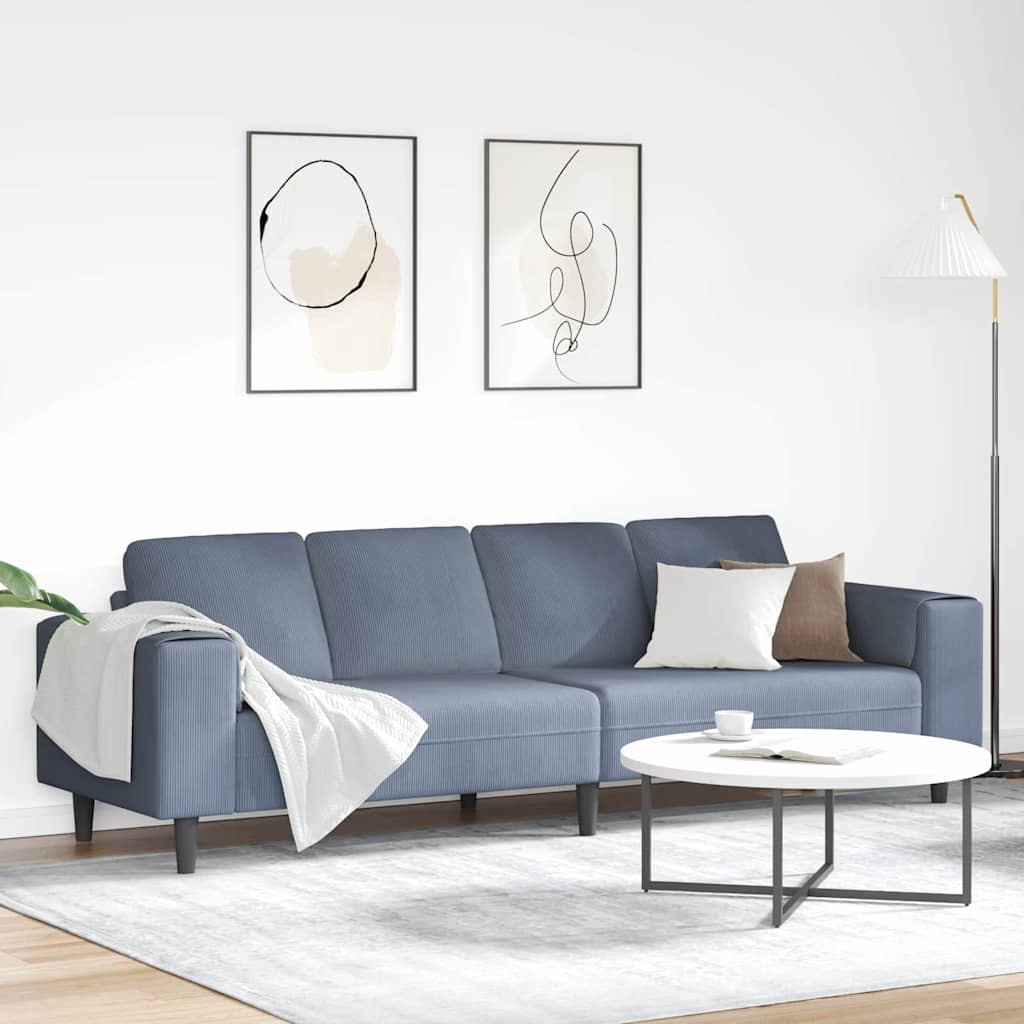 Sofá de Tecido com almofada Azul 208 cm Tecido de veludo côtelé