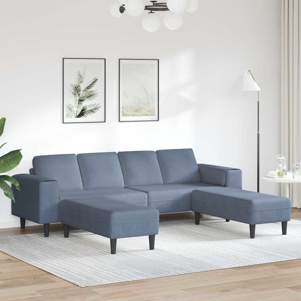 Sofá de Tecido com almofada Azul Tecido de veludo côtelé