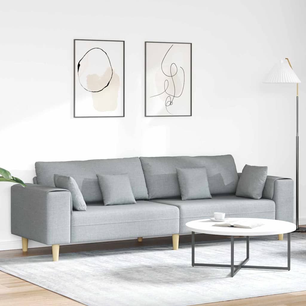 Sofá de Tecido com almofada Cinzento-claro 208 cm tecido