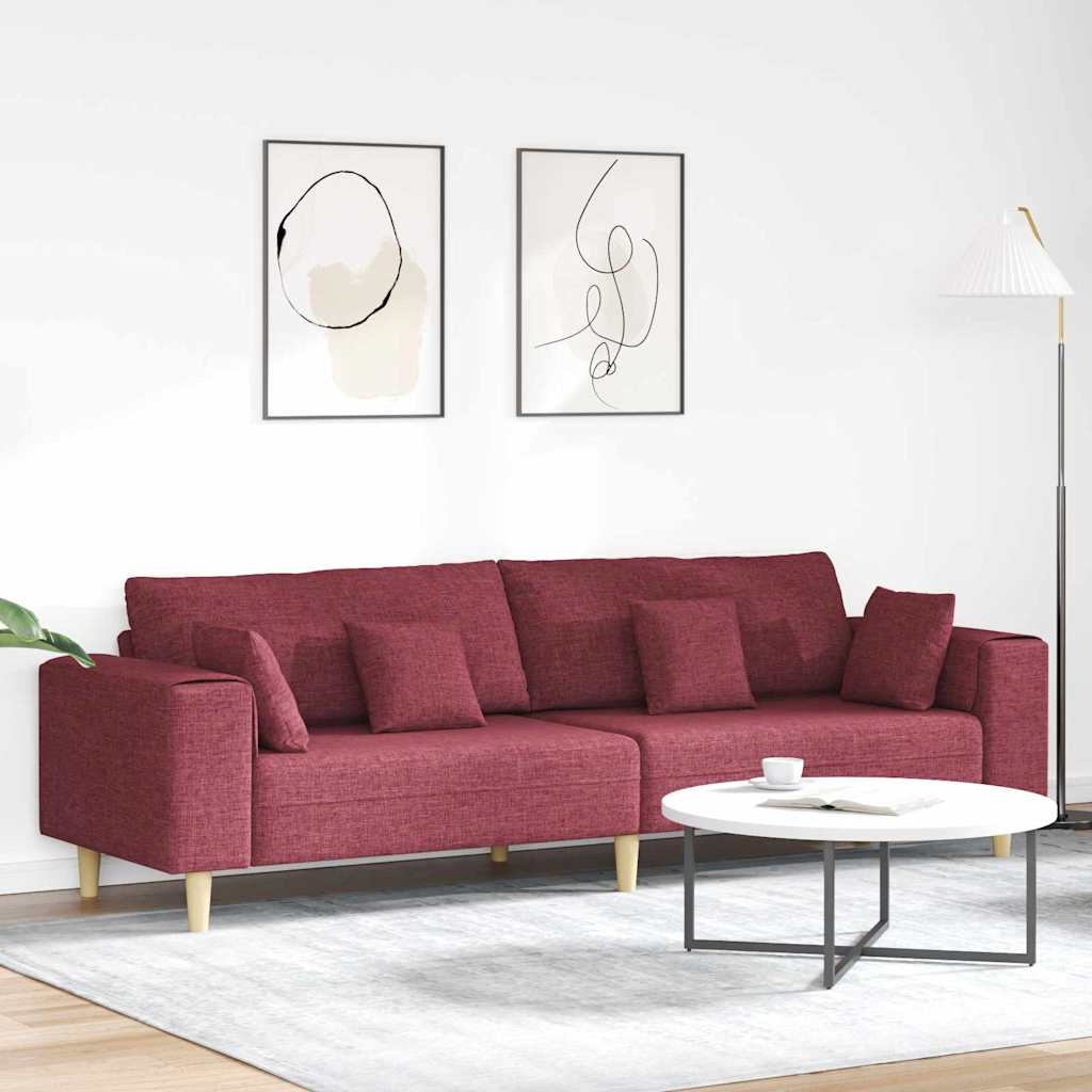 Sofá de Tecido com almofada Vinho Vermelho 208 cm tecido