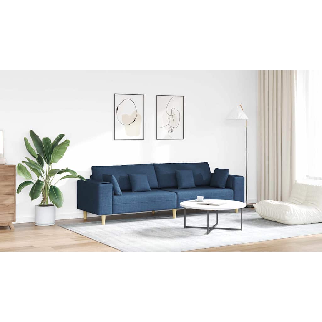 Sofá de Tecido com almofada Azul 208 cm tecido