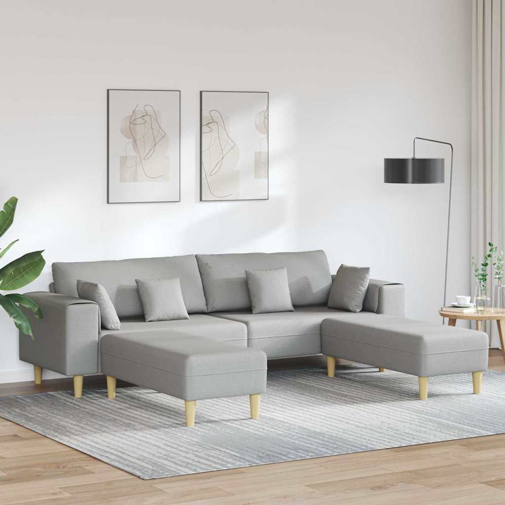 Sofá de Tecido com almofada 3 pcs Cinza Nuvem 208 cm tecido