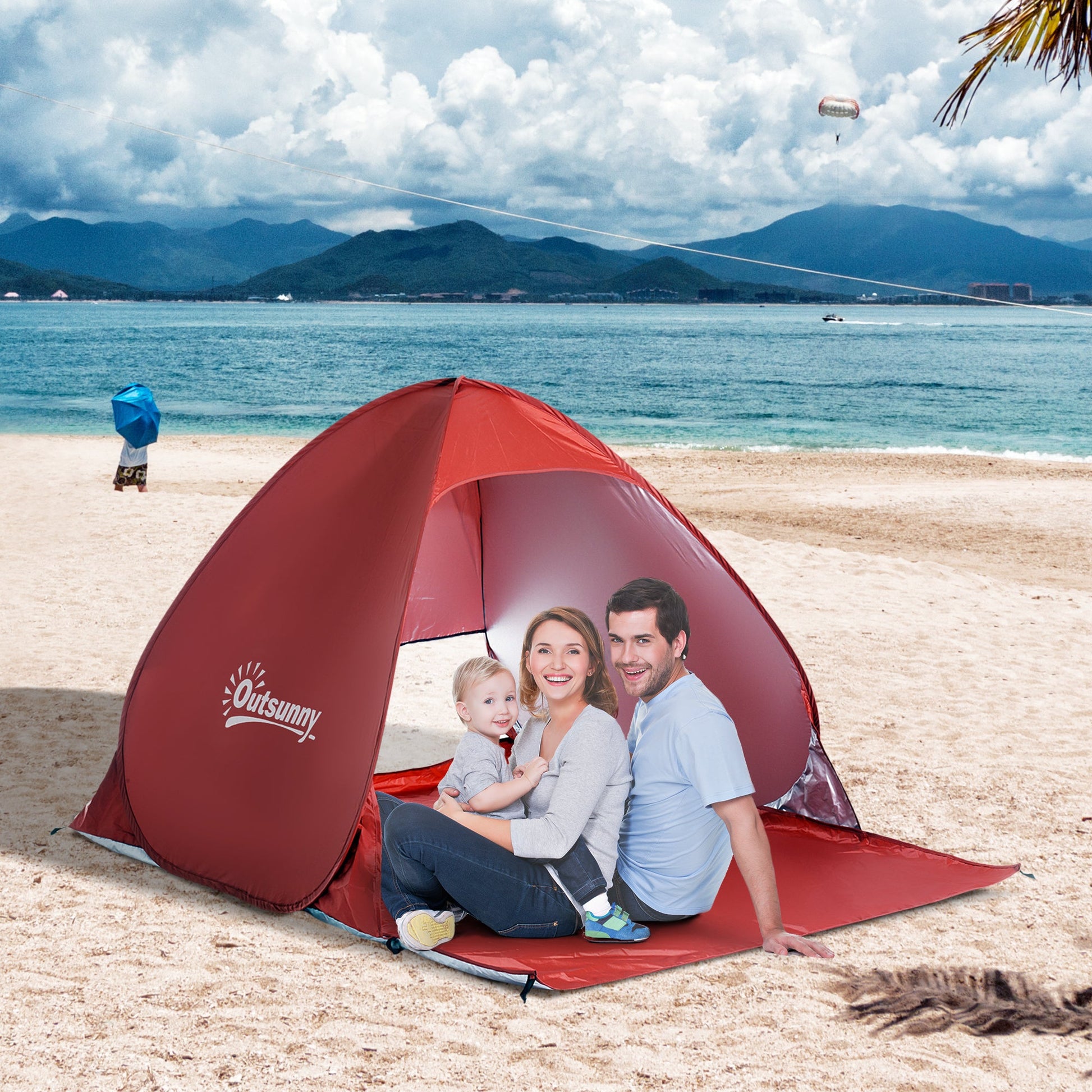 Tenda Pop-up Instantâneo e Portátil com Janelas Protetoras para Piquenique, Praia e Camping com Proteção UV