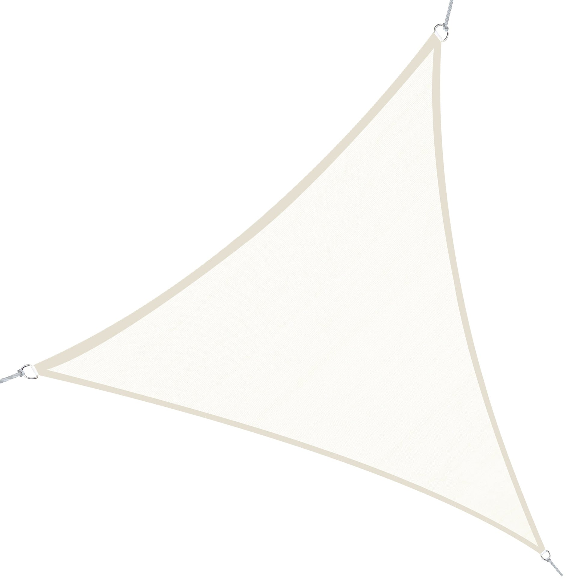 Vela de Sombra Triangular 6x6x6 m Toldo Vela de Poliéster com Proteção UV Aneis em Forma de D e Cordas para Jardim Pátio Piscina Creme