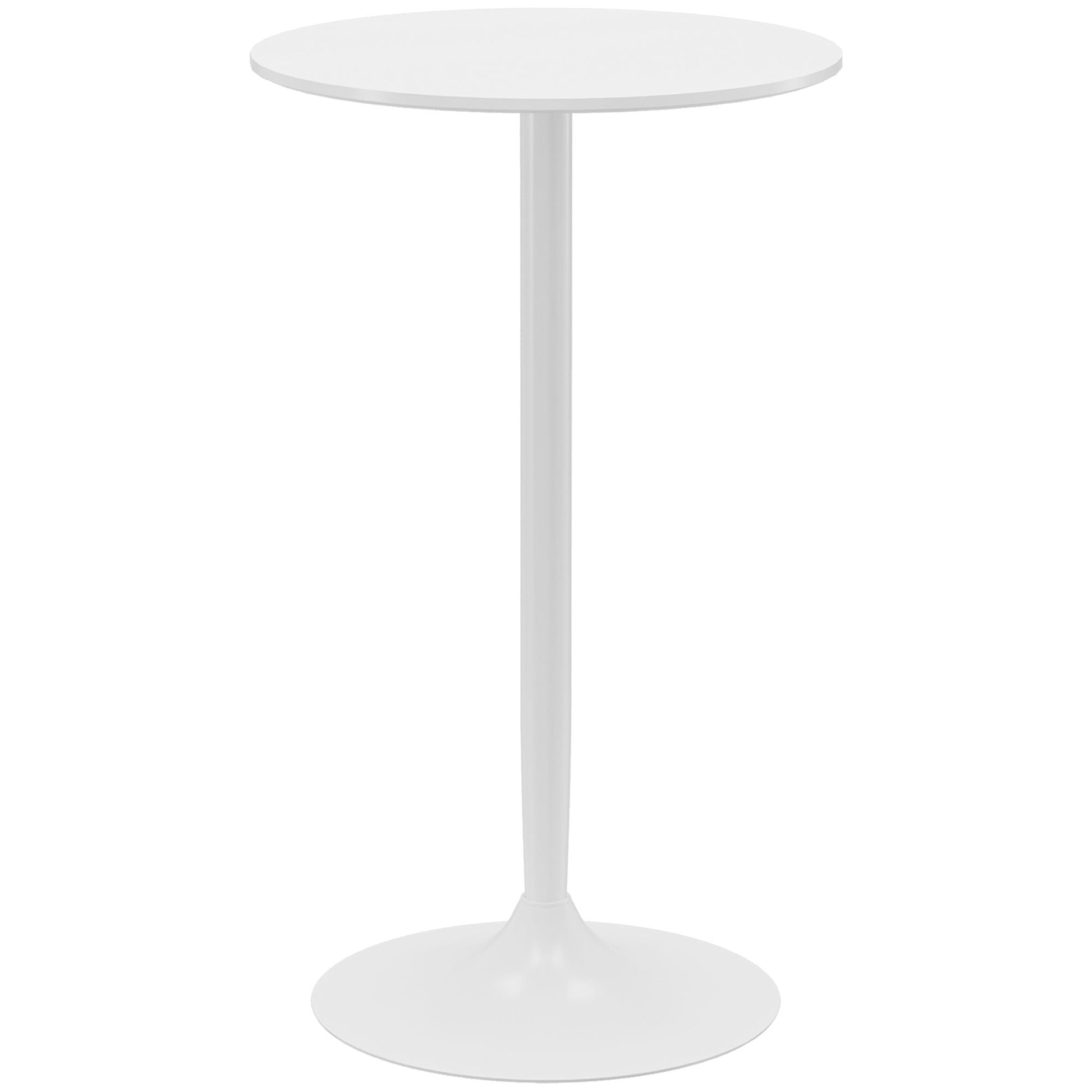 Mesa de Bar Redonda Mesa Alta de Cozinha Moderna com Bancada Pintada e Estrutura de Aço para 2 Pessoas para Casa Sala de Jantar Ø60x102 cm Branco