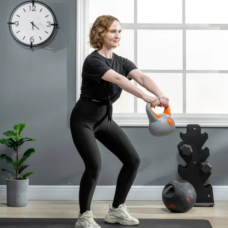 SPORTNOW Kettlebell 8kg Peso Russo com Revestimento de PU e Enchimento de Areia para Treinamento em Casa Ginásio 20x14x24cm Laranja e Cinza