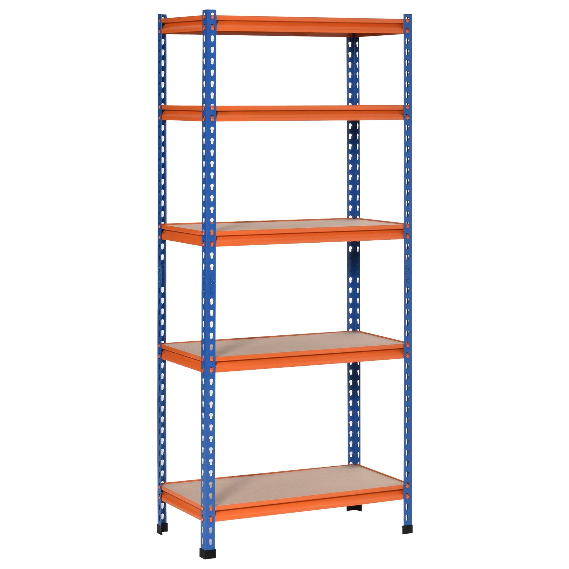 Estante Metálica de Armazenamento 80x40x182cm com 5 Prateleiras Altura Ajustável Carga Máxima por Prateleira 300kg para Armazenamento Garagem Oficina Azul e Laranja