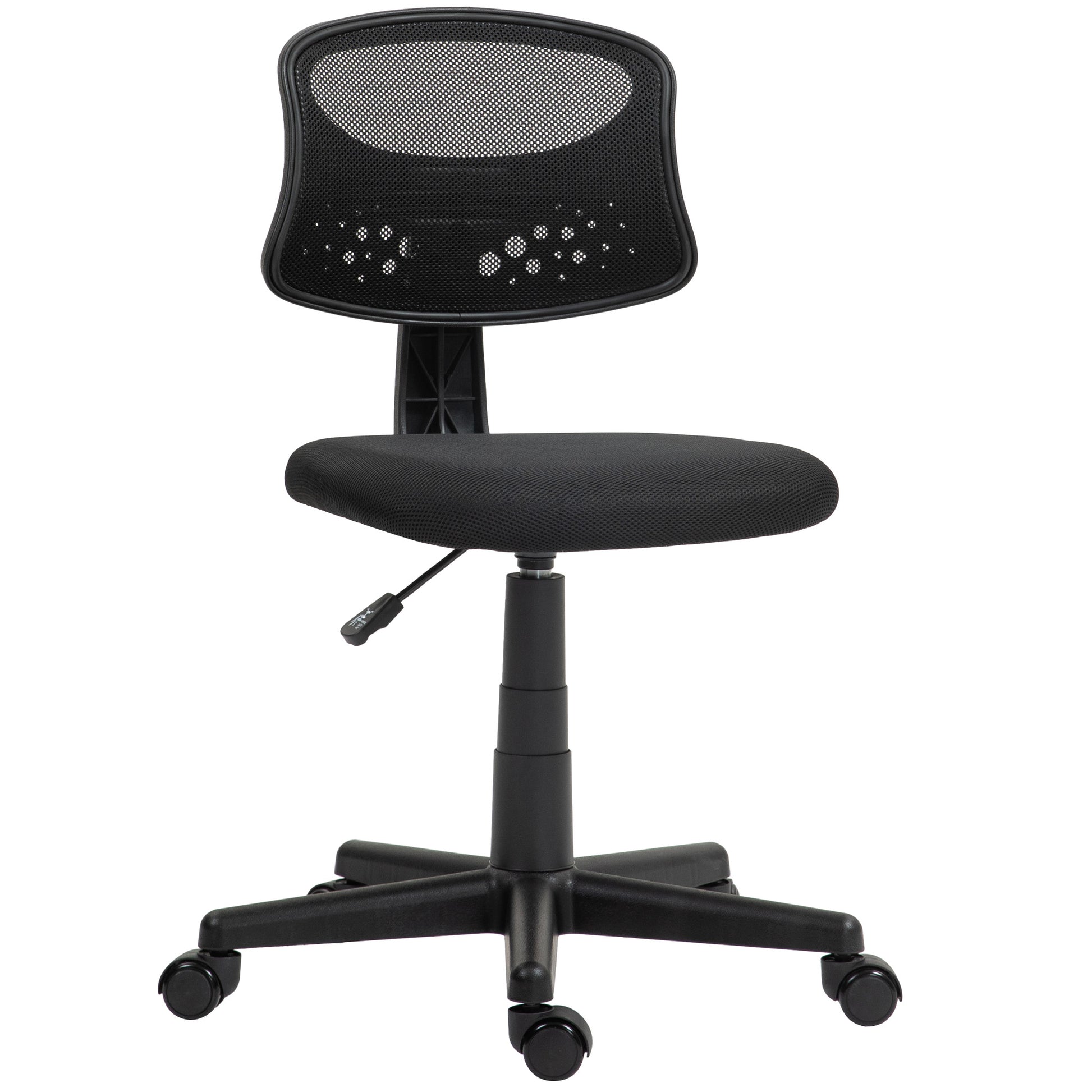 Cadeira de Escritório sem Apoio para os Braços Cadeira de Escritório Giratória com Encosto de Malha Respirável Altura Ajustável Carga 120 kg 43x48x78-88 cm Preto