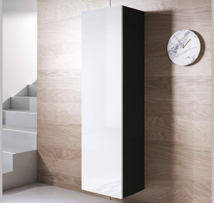 Armário Alto Zaragoza – 40x165 cm – Preto e Branco
