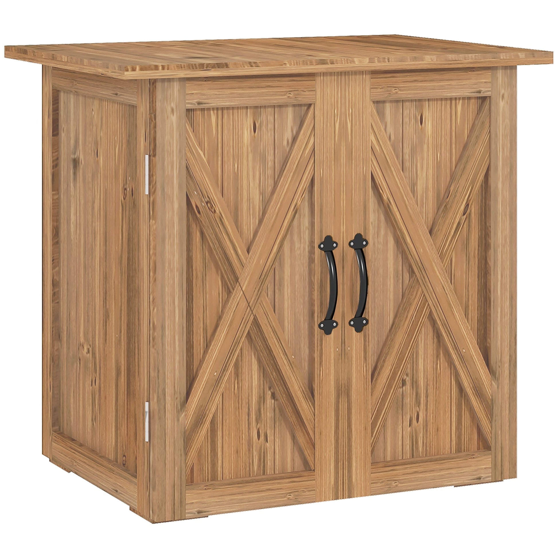 Armário de Jardim em Madeira de Abeto – 77x55x72 cm | Com 2 Portas Magnéticas e Estrutura Elevada - A minha loja