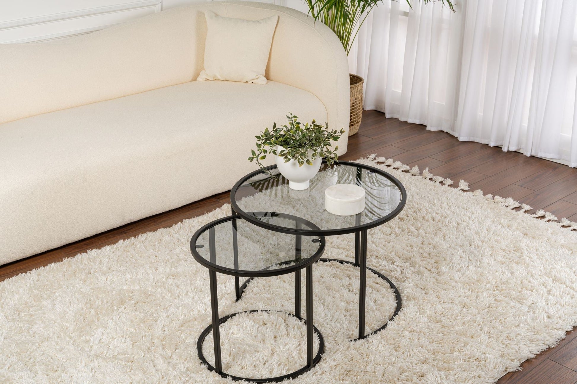 Conjunto de Mesa de Centro "Tavolino Vetro Nero" - Preto - Design Moderno - A minha loja