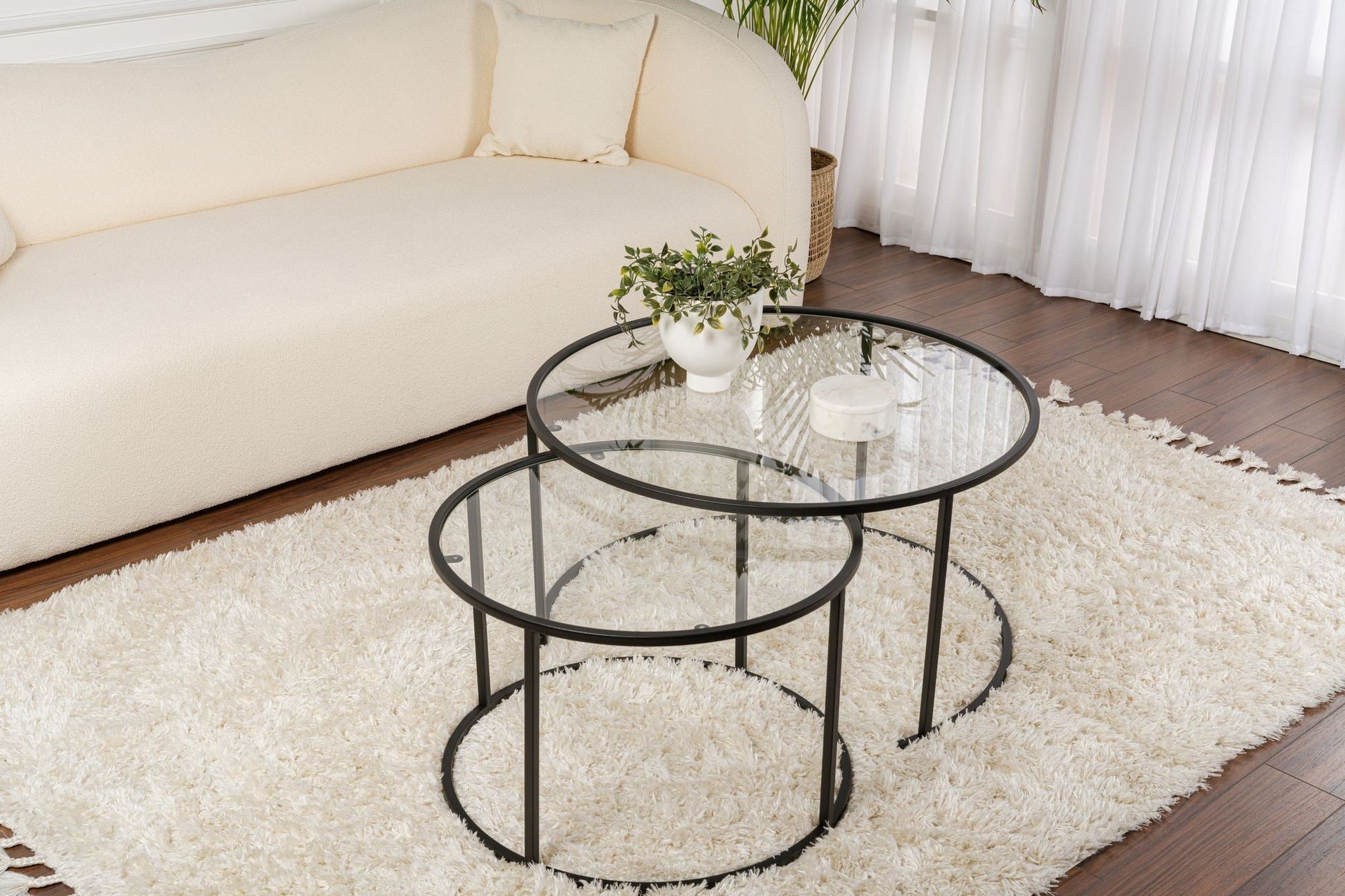 Conjunto de Mesa de Centro "Tavolino Vetro Nero" - Preto - Design Moderno - A minha loja