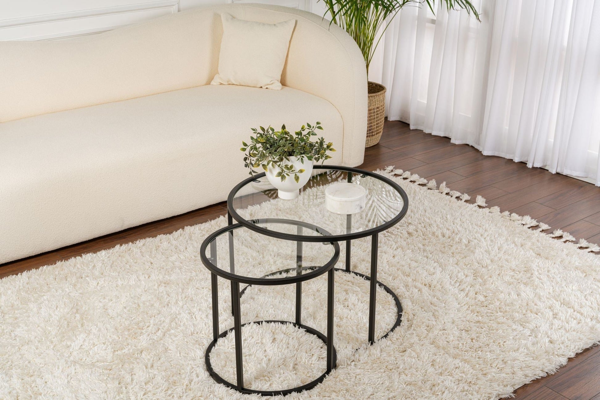 Conjunto de Mesa de Centro "Tavolino Vetro Nero" - Preto - Design Moderno - A minha loja