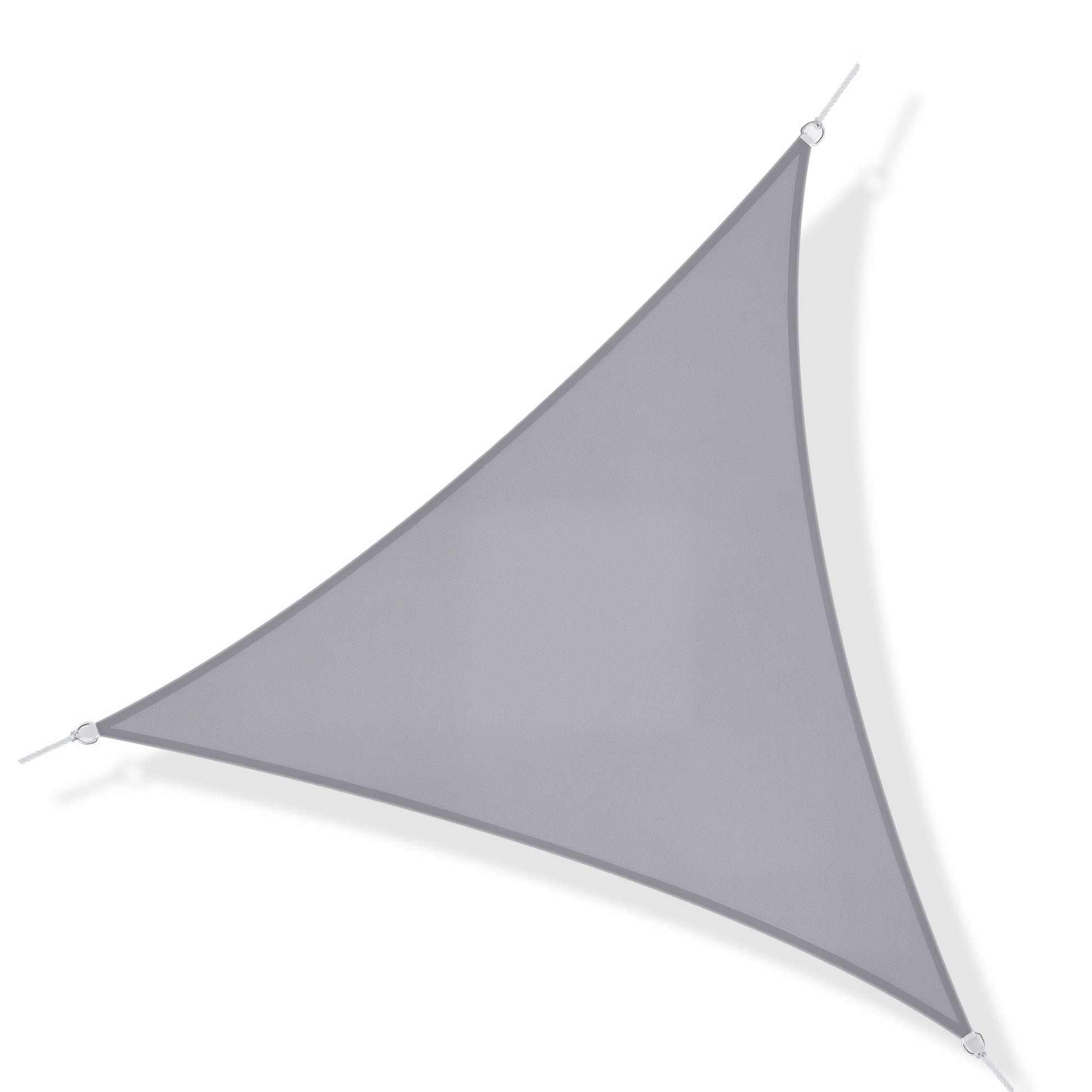 Vela de Sombra Triangular 3x3x3 m Toldo Vela de Poliéster com Proteção UV Aneis em Forma de D e Cordas para Jardim Pátio Piscina Cinza