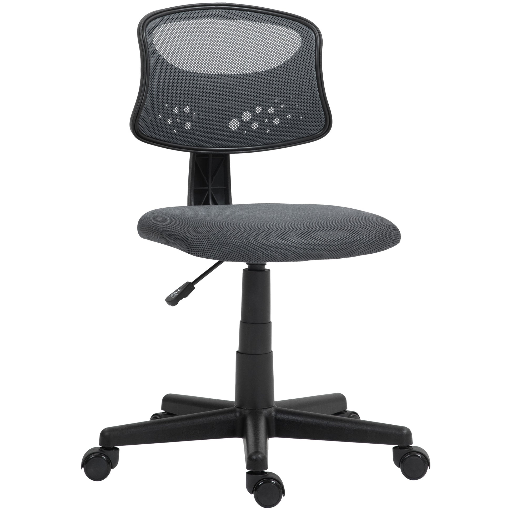 Cadeira de Escritório sem Apoio para os Braços Cadeira de Escritório Giratória com Encosto de Malha Respirável Altura Ajustável Carga 120 kg 43x48x78-88 cm Cinza
