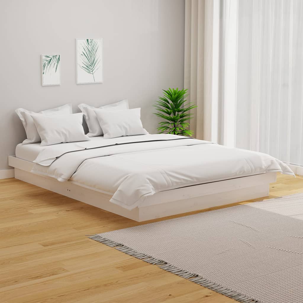 Estrutura de cama king 150x200 cm madeira maciça branco - A minha loja