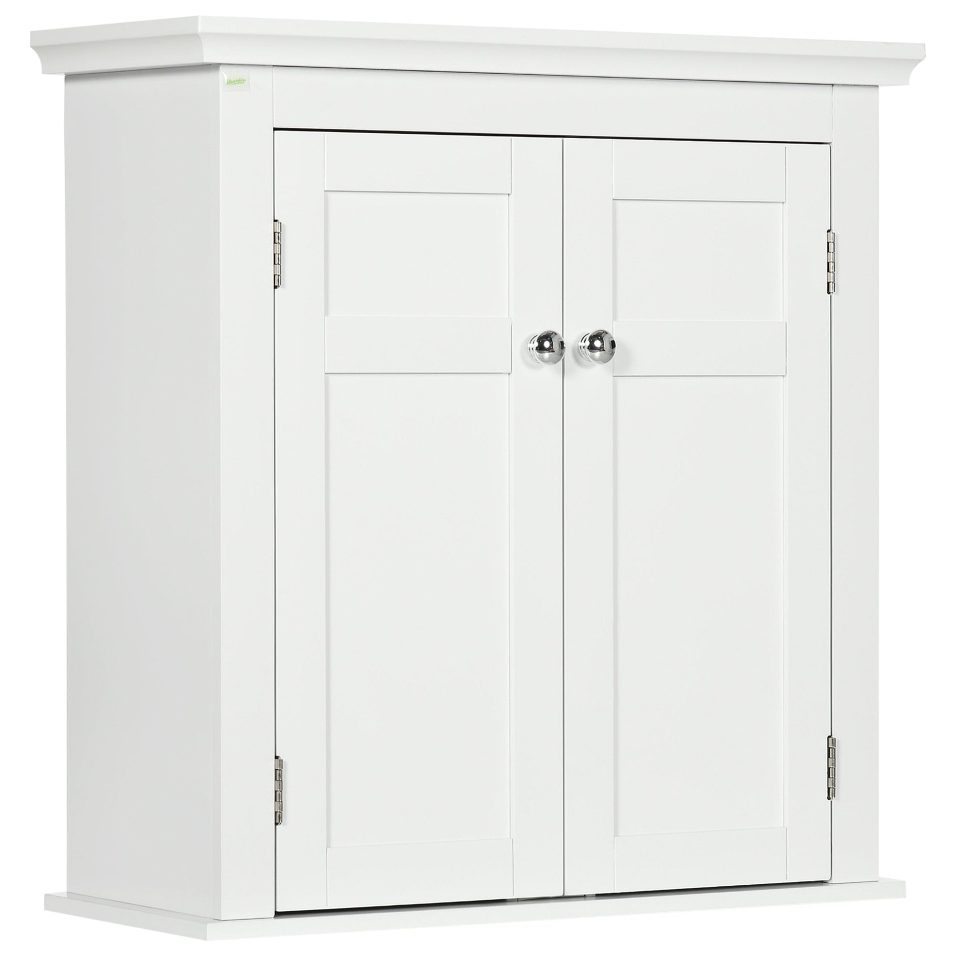 kleankin Armário Casa de banho de Parede Móvel para Casa de Banho com Prateleiras Ajustáveis e Portas com Fechadura Magnéticas Armário de Parede para Cozinha 58x24x60 cm Branco - A minha loja