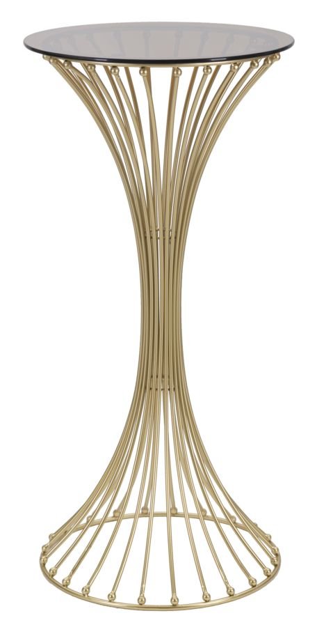 Mesa de Centro Centur Redonda – Ø50x103 cm – Dourado e Vidro Fumê - A minha loja