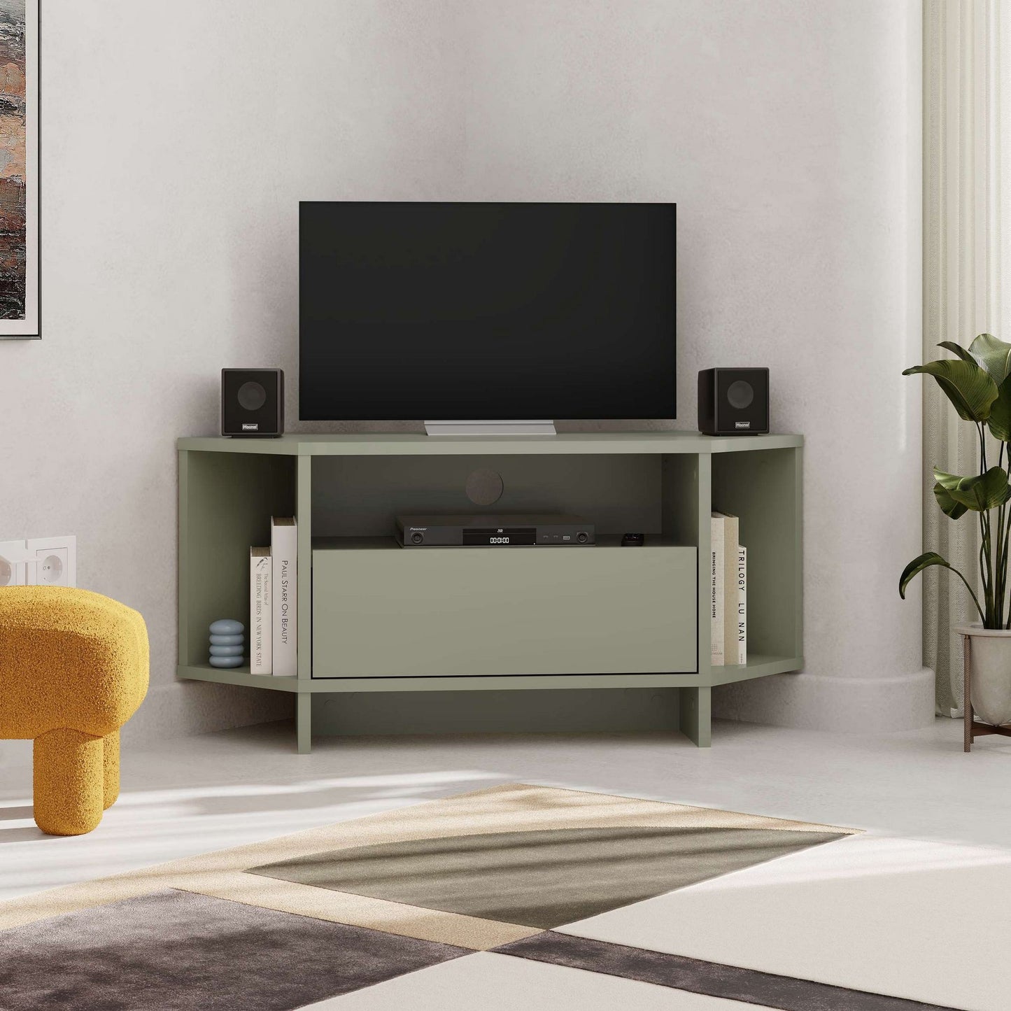 Móvel de TV "Viva" – Verde Acinzentado– 95,7 x 45 x 35,4 cm – Design Moderno - A minha loja