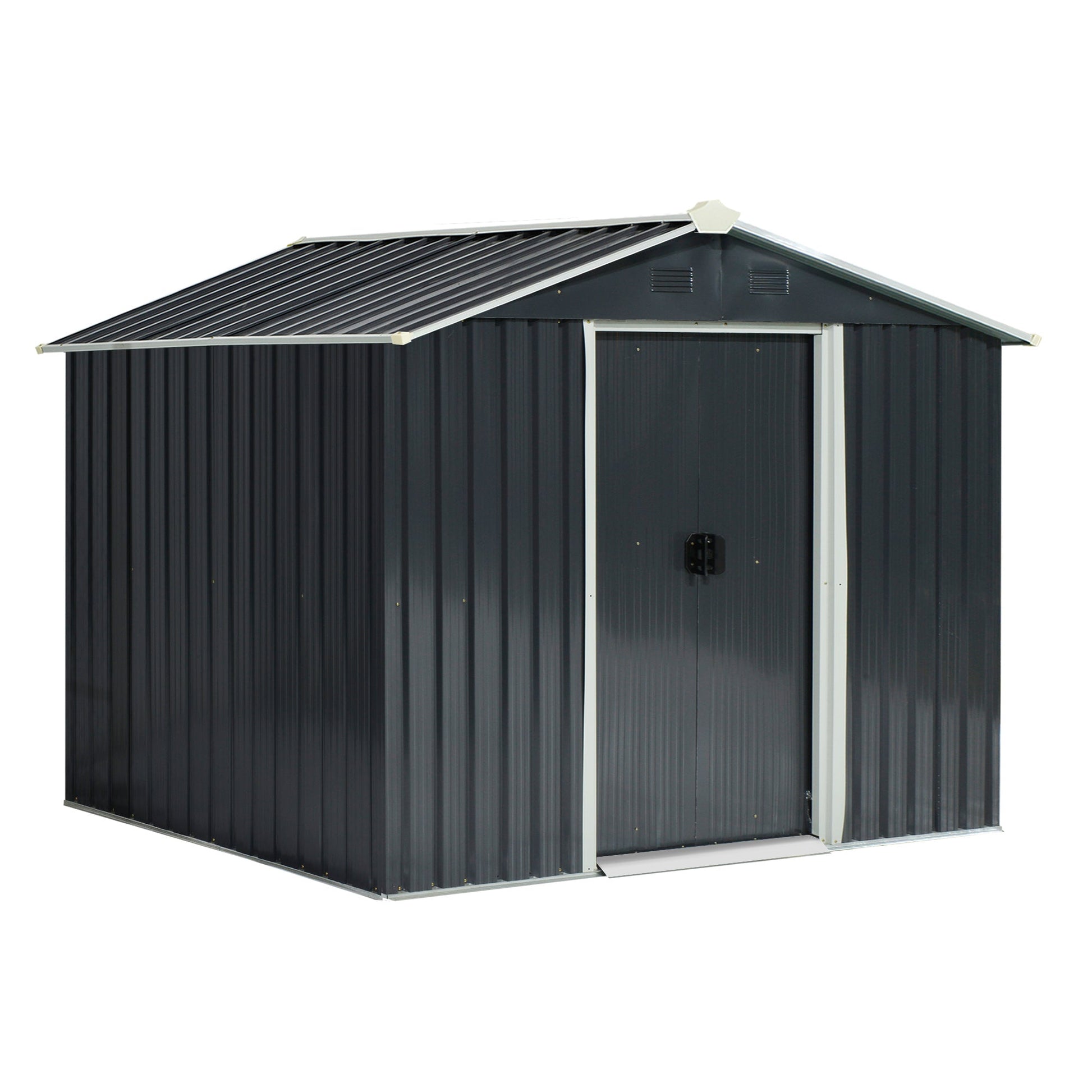 Outsunny Abrigo de Jardim de 4,1 m² 236x174x190 cm Abrigo de Exterior para Armazenamento de Ferramentas com Portas de Correr e 4 Janelas de Ventilação para Pátio Cinza - A minha loja