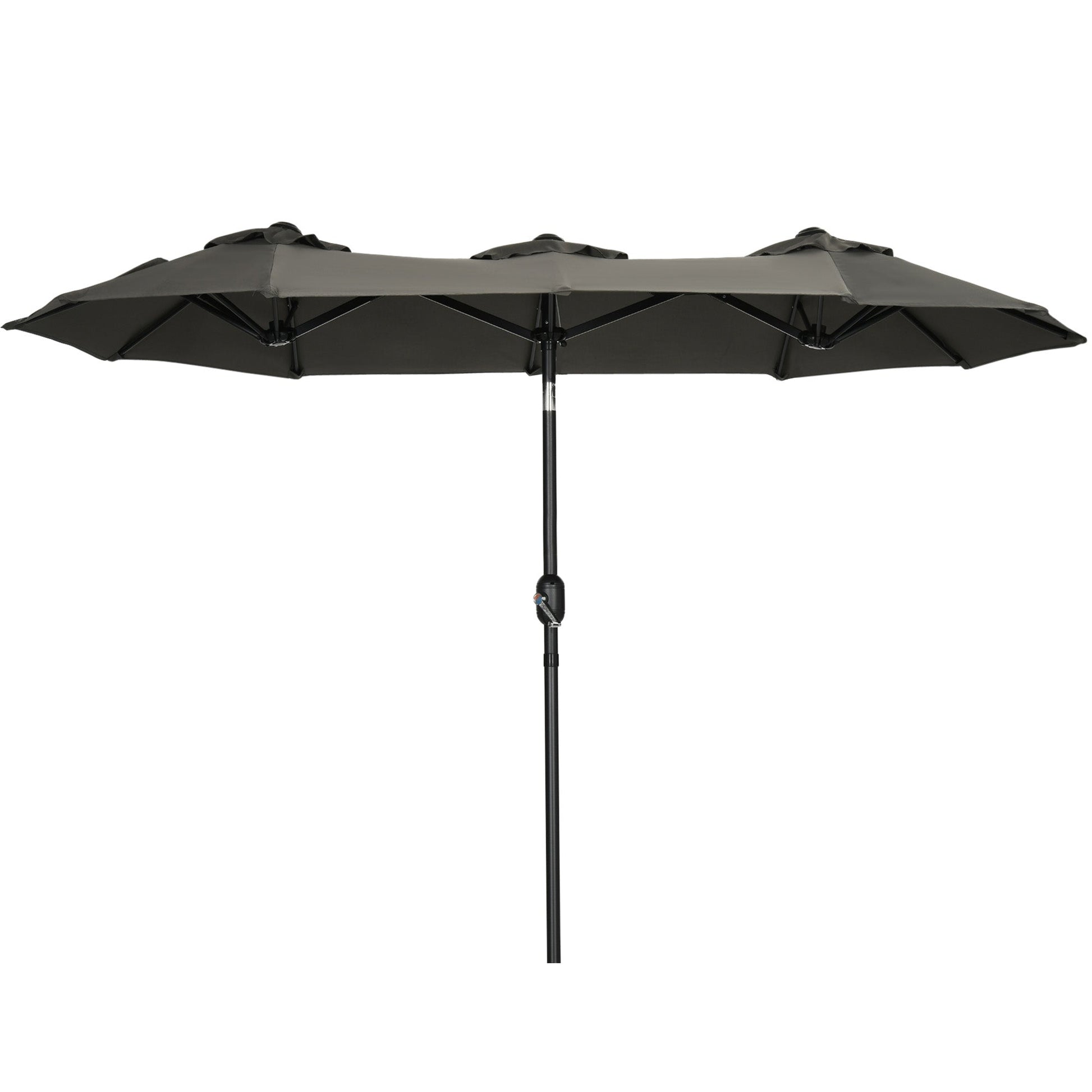 Outsunny Chapéu de Sol Duplo 285x147x227cm Chapéu de Sol de Jardim com Inclinação de 45° Manivela Estrutura de Aço para Pátio Varanda Piscina Cinza - A minha loja