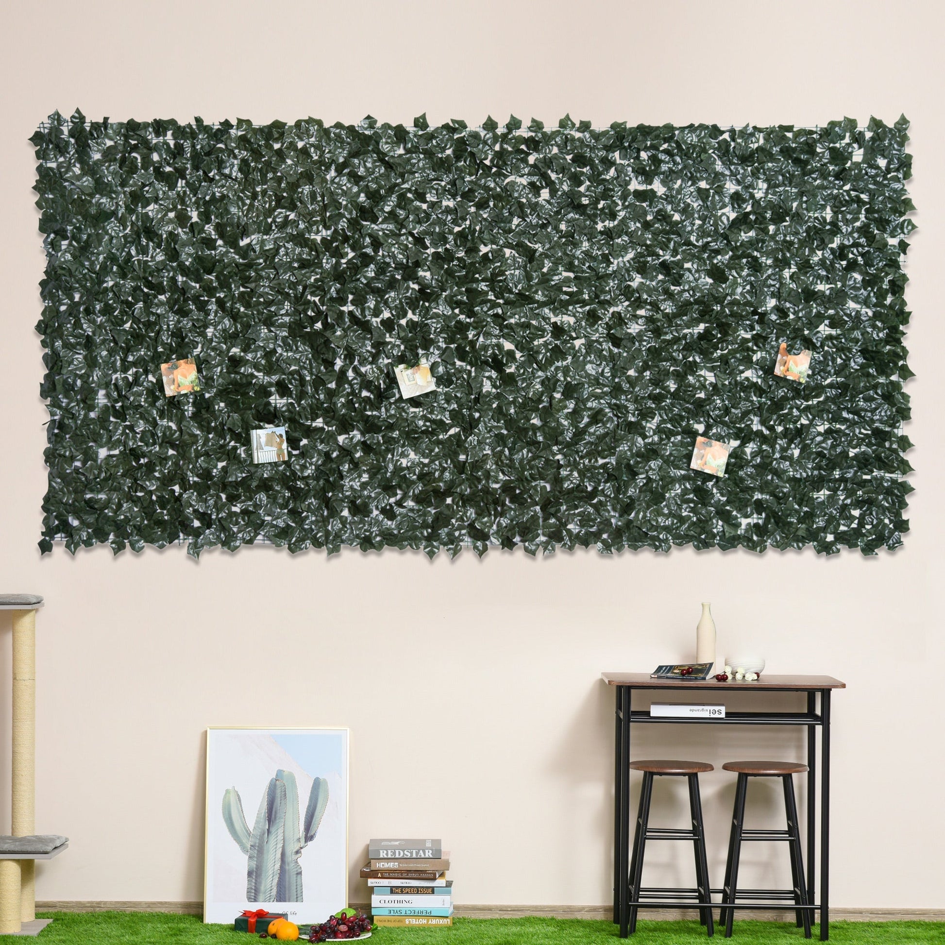 Outsunny Vedação Artificial em Rolo 3,1,5m Vedação de Privacidade para Balcão Jardim Exterior Planta Decorativa de Parede PE Verde - A minha loja