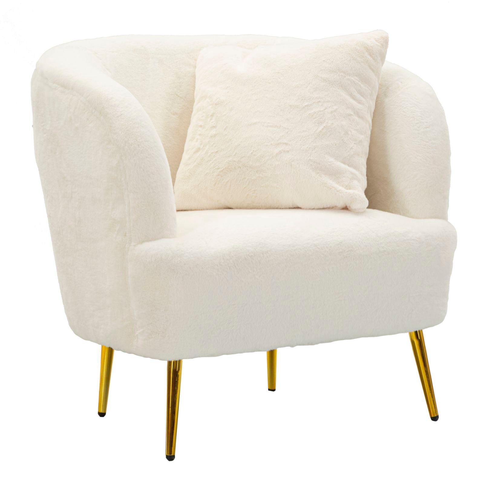Poltrona Glam Soffy em Pele Sintética – 73x66x78 cm – Branco e Dourado - A minha loja