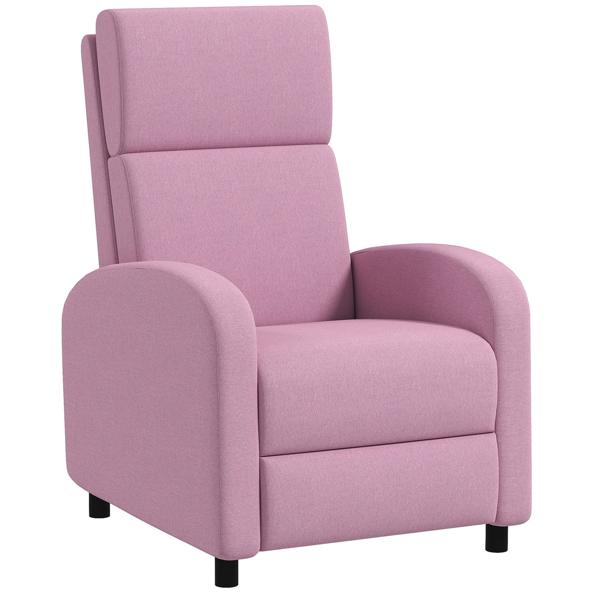 Poltrona Relax Reclinável Manual em Linho – Rosa – 64x86x102 cm - A minha loja