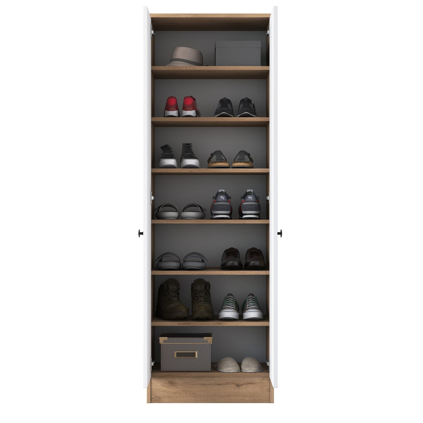 Roupeiro "Scandi" – Nogueira e Branco – 59.8 x 182.8 x 37.5 cm – Design Moderno e Funcional - A minha loja