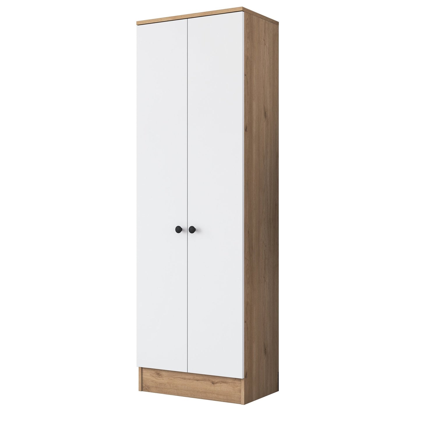 Roupeiro "Scandi" – Nogueira e Branco – 59.8 x 182.8 x 37.5 cm – Design Moderno e Funcional - A minha loja