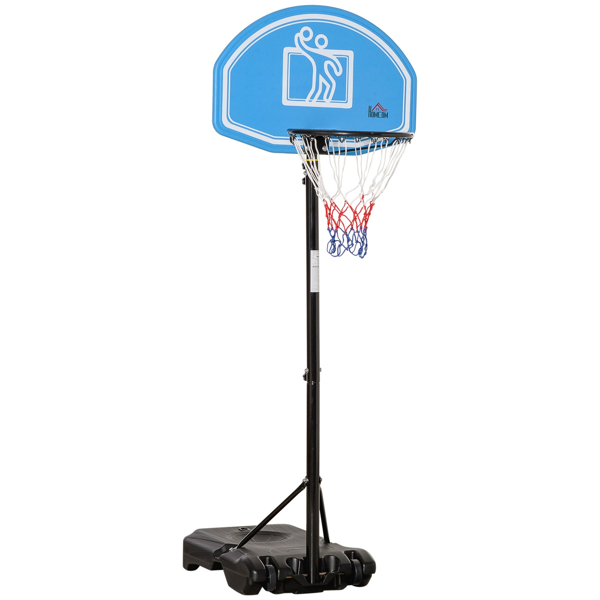 Tabela de Basquetebol para Exterior com Altura Ajustável 160-210cm Cesta de Basquetebol com Rodas Tabela de PE e Base Recarregável 76x70x197,5-254cm Preto e Azul