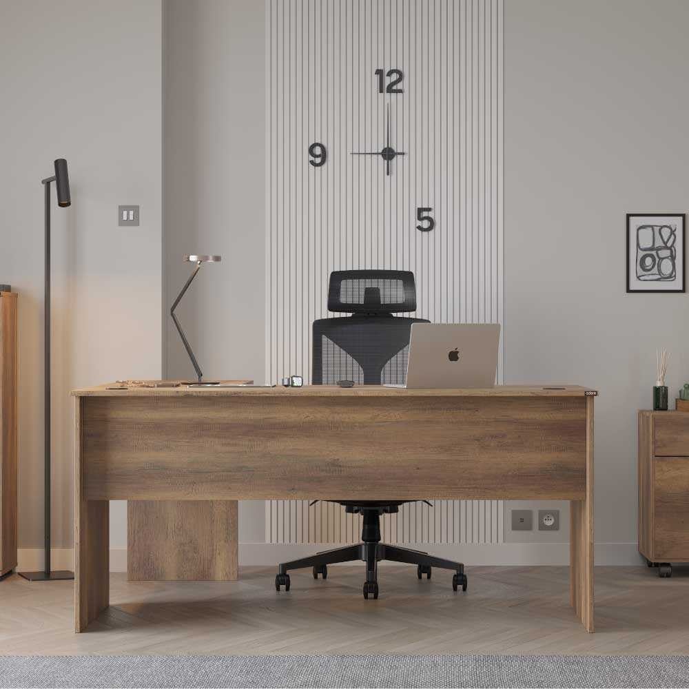 Secretária de Canto "Executive" - 160 x 75 x 144 cm - Nogueira - Design Moderno - A minha loja