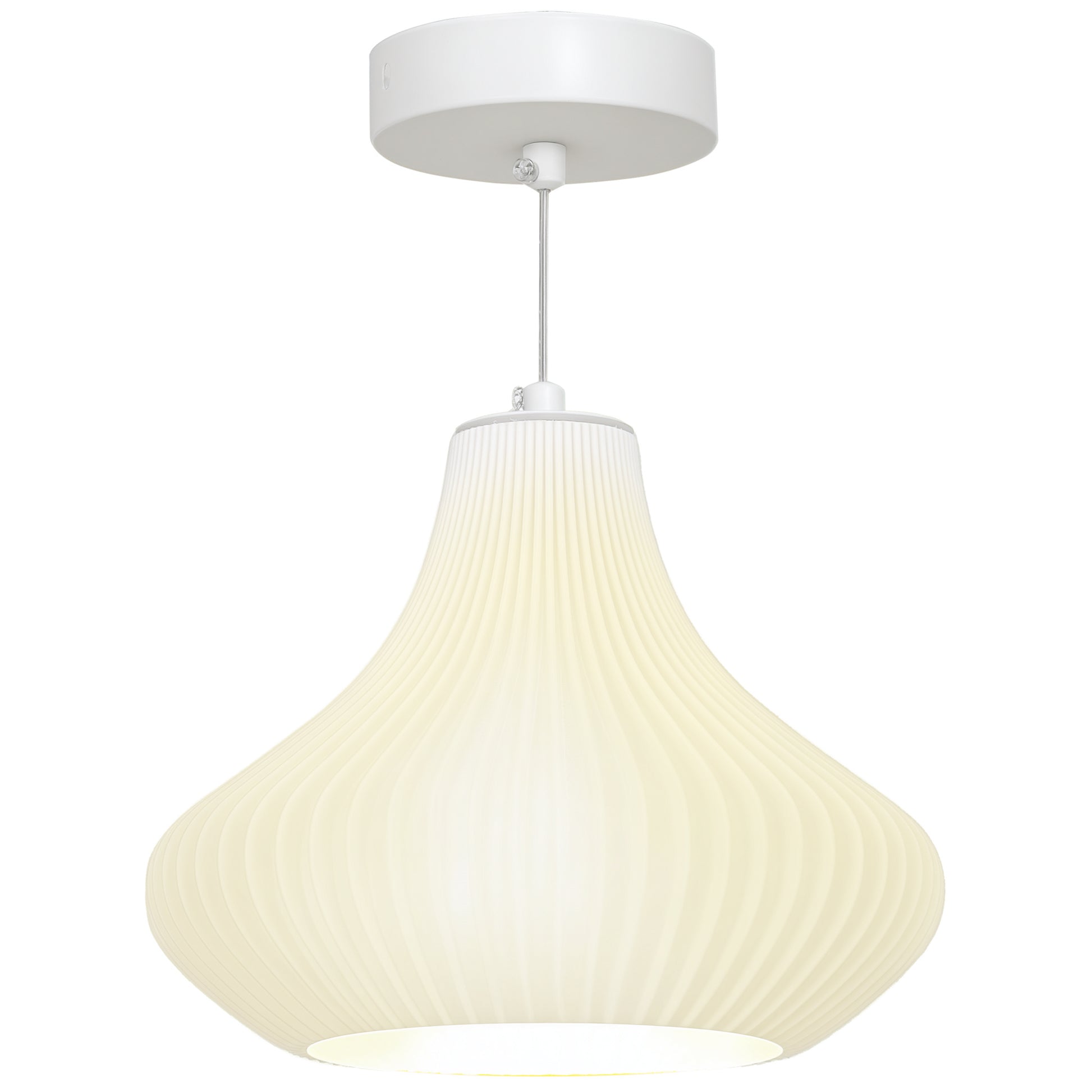 Candeeiro Suspenso Moderno Candeeiro de Teto com Ecrã de Impressão 3D Iluminação para Sala de Jantar Cozinha Sala de Estar Bar Restaurante Ø22x18 cm Branco