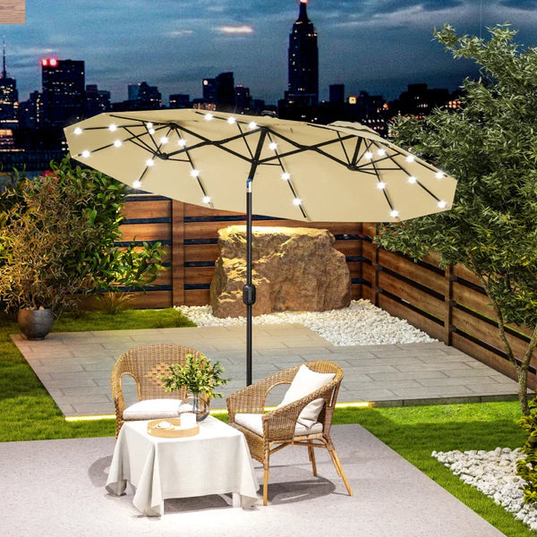 Guarda-Sóis com Luzes LED – Sombra e Ambiente Iluminado para o Jardim