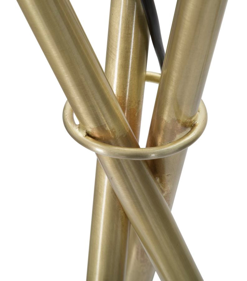 Candeeiro de Pé Glamy X – Estilo Glamour, Estrutura em Metal Dourado com Globo de Vidro Branco, Ø55x155 cm