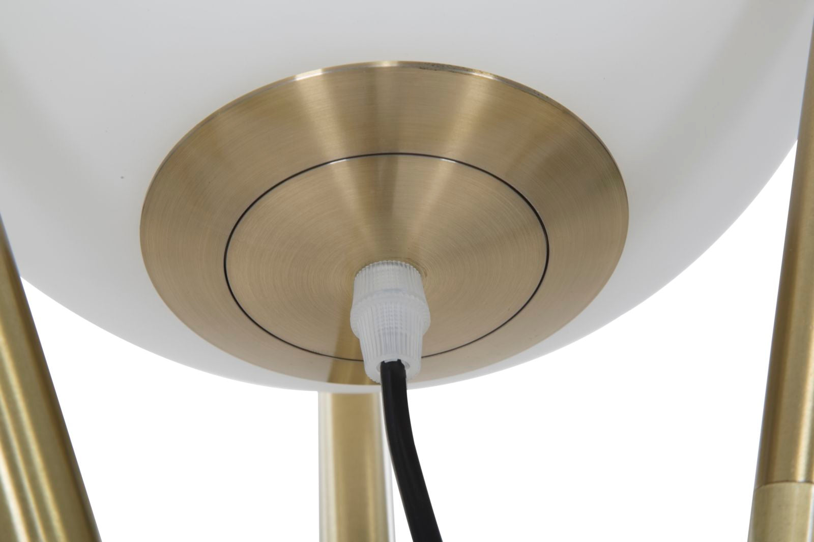 Candeeiro de Pé Glamy X – Estilo Glamour, Estrutura em Metal Dourado com Globo de Vidro Branco, Ø55x155 cm