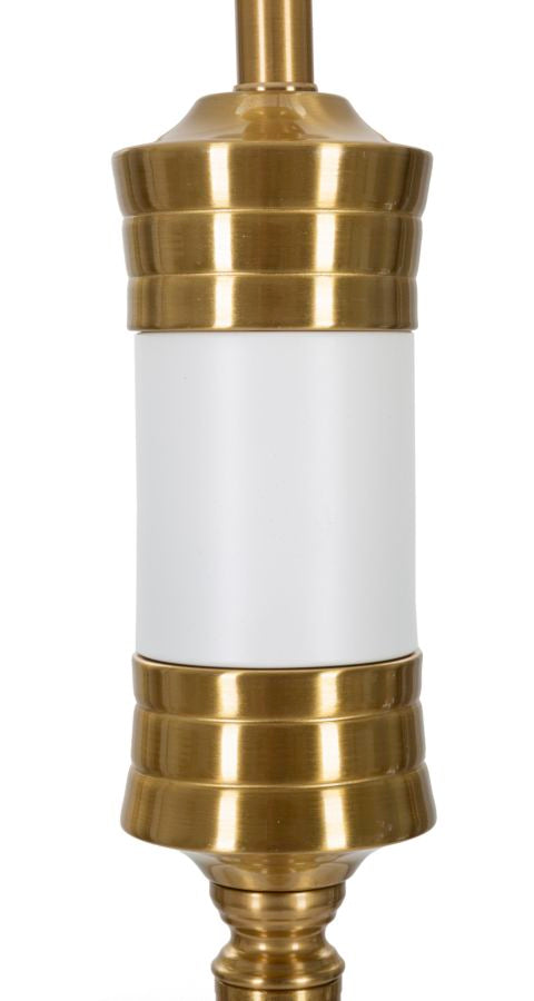 Candeeiro de Pé "Whity" — Ø 41x160 cm — Ferro Dourado e Abat-jour Branco com Borda Dourada