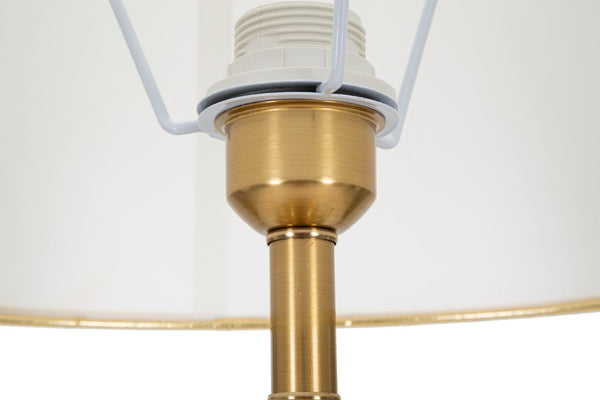 Candeeiro de Pé "Whity" — Ø 41x160 cm — Ferro Dourado e Abat-jour Branco com Borda Dourada