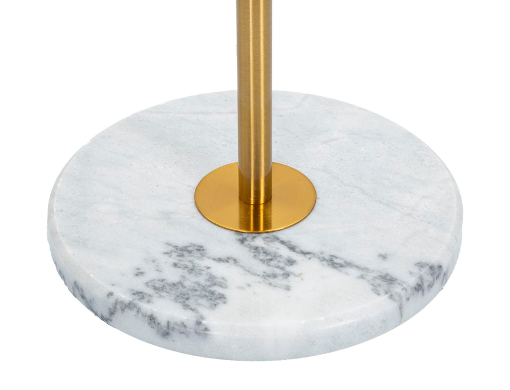 Candeeiro de Pé Glam - Metal Dourado com Base em Mármore e Abajur Branco - 173 cm - 5 Ganchos