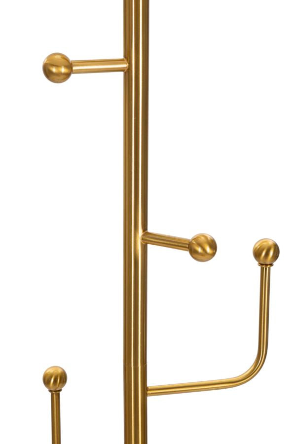 Candeeiro de Pé Glam - Metal Dourado com Base em Mármore e Abajur Branco - 173 cm - 5 Ganchos