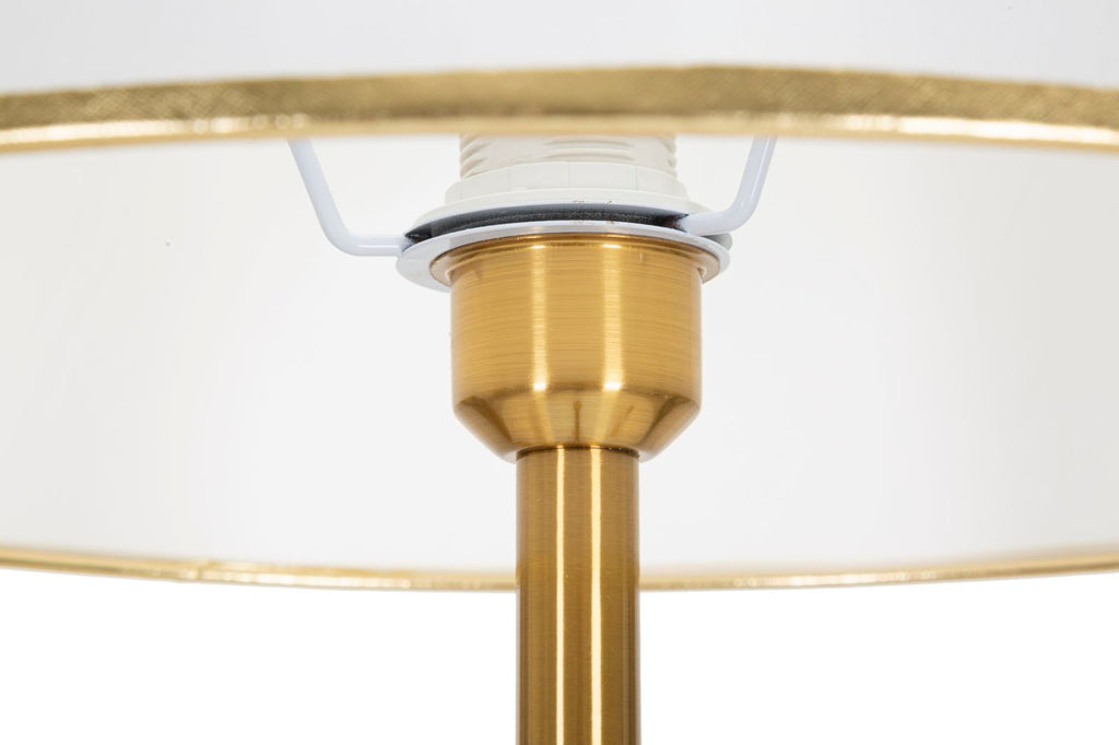 Candeeiro de Pé Glam - Metal Dourado com Base em Mármore e Abajur Branco - 173 cm - 5 Ganchos