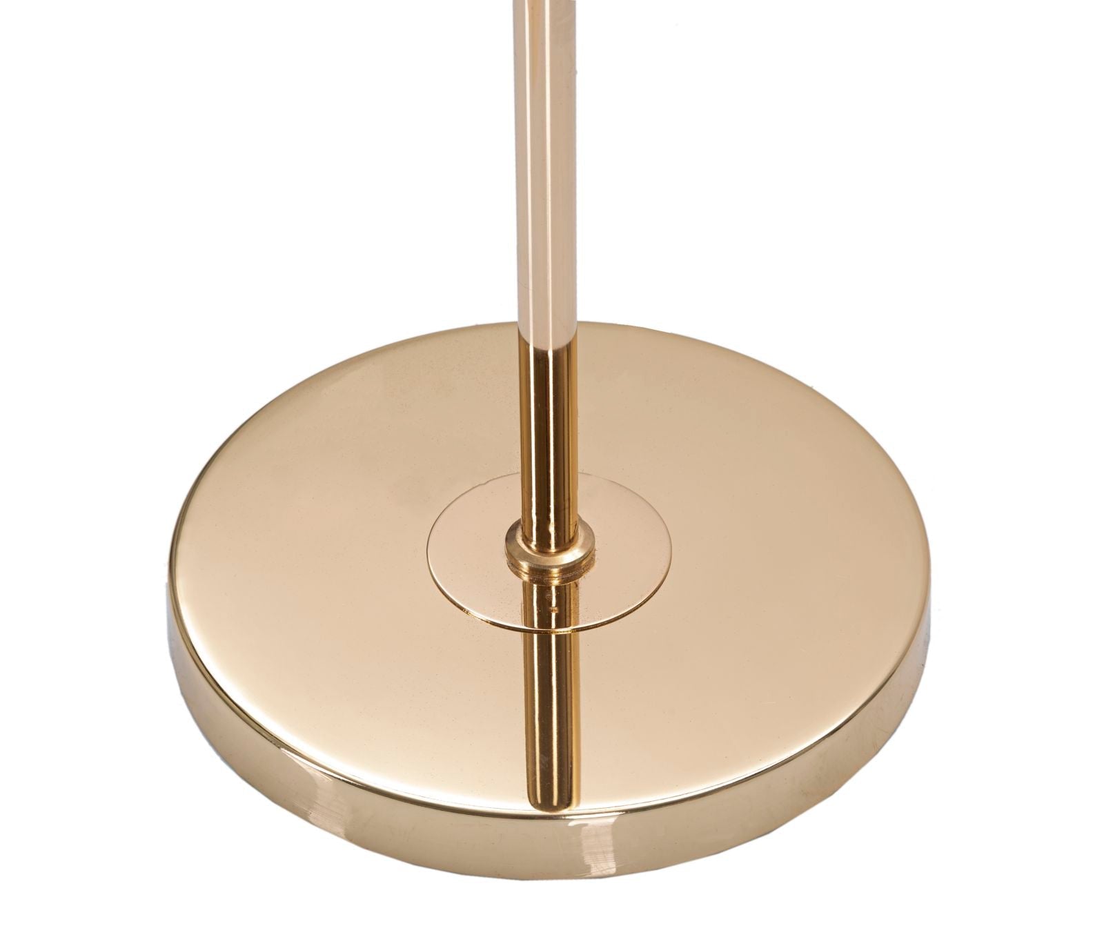 Candeeiro de Pé "Move" — Ø 40x161 cm — Ferro Dourado e Abat-jour Branco com Borda Dourada
