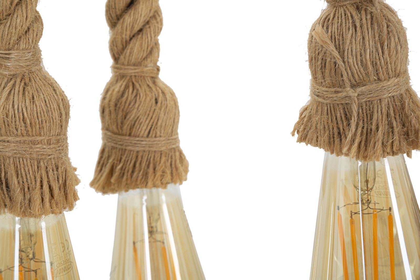 Candeeiro de Teto Boho Chic - Metal, Bambu e Corda - 120 cm - 6 Pontos de Luz
