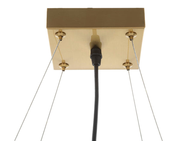 Candeeiro de Teto "Japan Square" — 45x45x20 cm — Ferro Dourado e Esferas de Vidro Branco