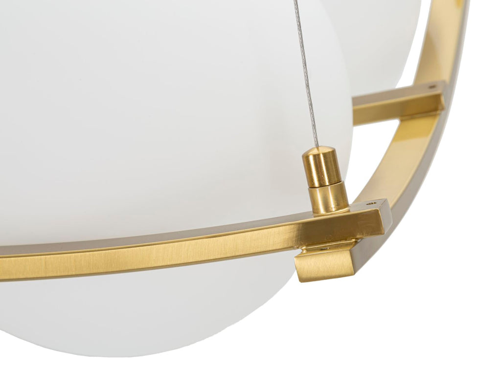 Candeeiro de Teto "Japan Square" — 45x45x20 cm — Ferro Dourado e Esferas de Vidro Branco