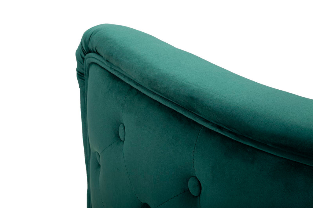 Poltrona "Bucarest" – Poltrona Estofada Verde com Pernas Douradas e Almofada (76 x 74 x 73 cm)