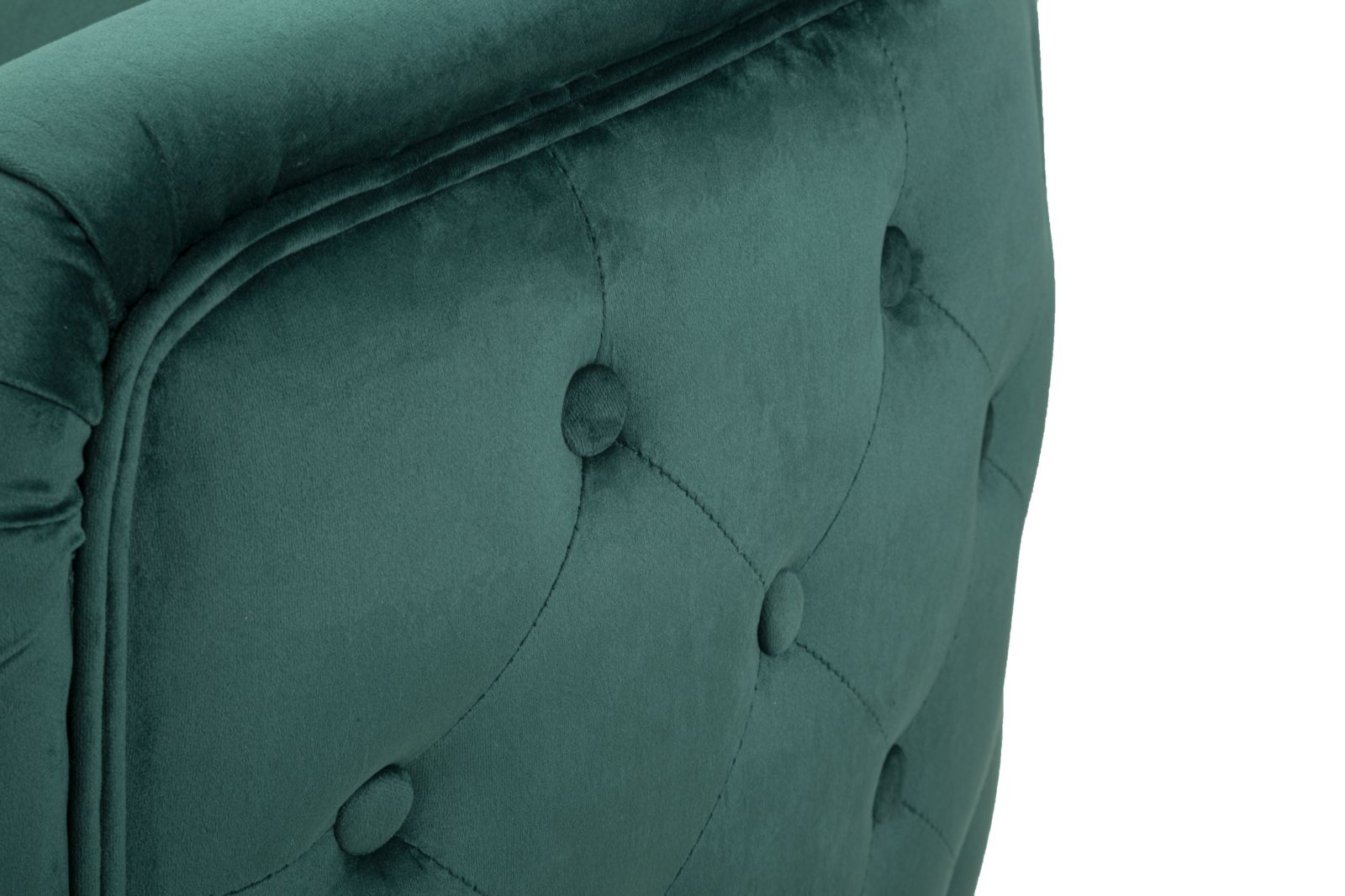 Poltrona "Bucarest" – Poltrona Estofada Verde com Pernas Douradas e Almofada (76 x 74 x 73 cm)