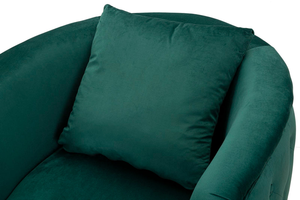 Poltrona "Bucarest" – Poltrona Estofada Verde com Pernas Douradas e Almofada (76 x 74 x 73 cm)