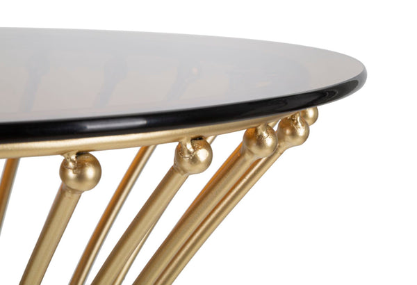 Mesa de Centro Centur Redonda – Ø50x103 cm – Dourado e Vidro Fumê