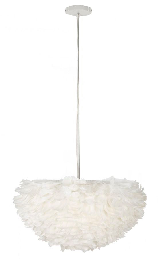Candeeiro de Teto "Feather" Branco – Ø60x30 cm (altura com cabo 110 cm)